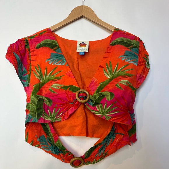 FARM Rio x Anthropologie Tropical Cut-Out Ring Detail Top XL - Picture 5 of 14